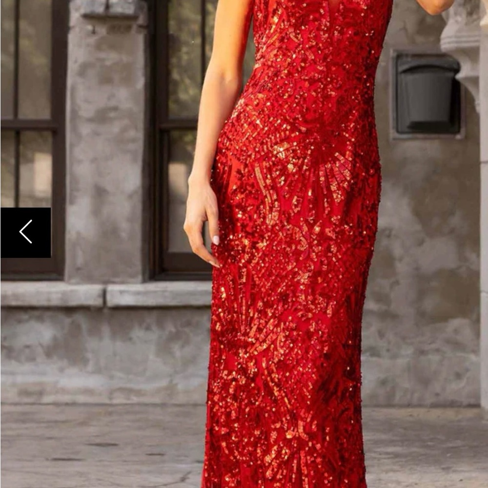 Elegant Red Sequin Evening Gown